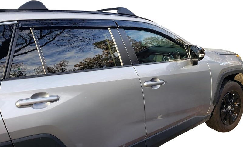 Optimal Co 2013-2018 Tape-On Rain Guards Side Window Deflector Visors for Toyota RAV4 LE XLE SE Limited Platinum Black 2014 2015 2016 2017 - Image 2